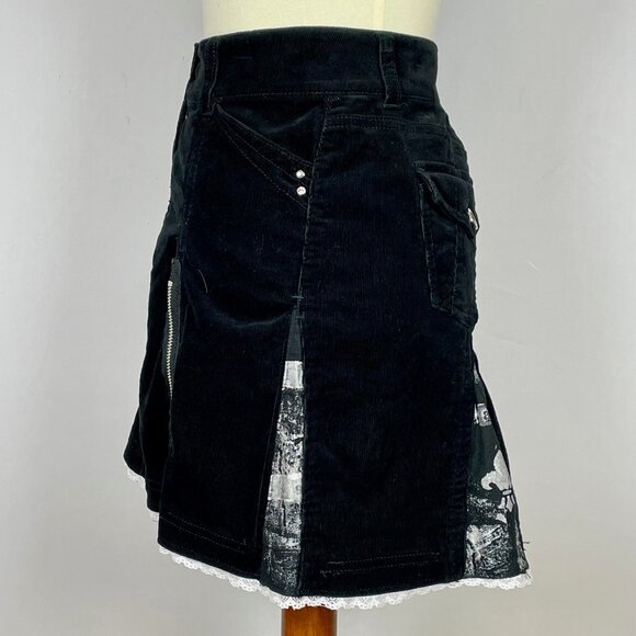 White House Black Market Corduroy Mini Skirt Sz 00 Whimsigoth Grunge Skater Punk - Picture 4 of 6